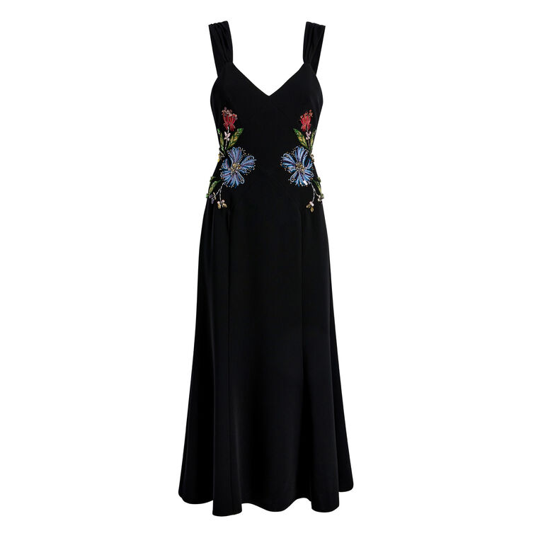 Andre Floral Mixed Media Sleeveless Midi Dress image number null