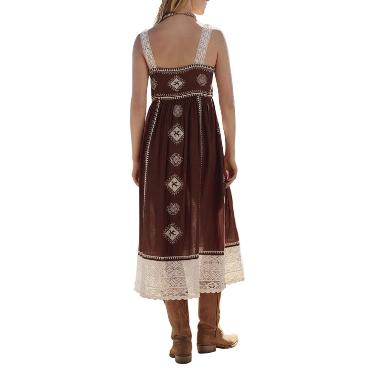 The Sparrow Sleeveless Lace Detail Midi Dress image number null