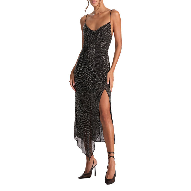 Harmony Embellished Asymmetrical Midi Slip Dress image number null