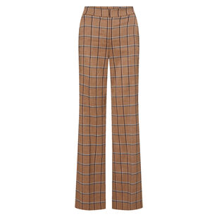Tonelli Plaid High-Rise Wide-Leg Pant