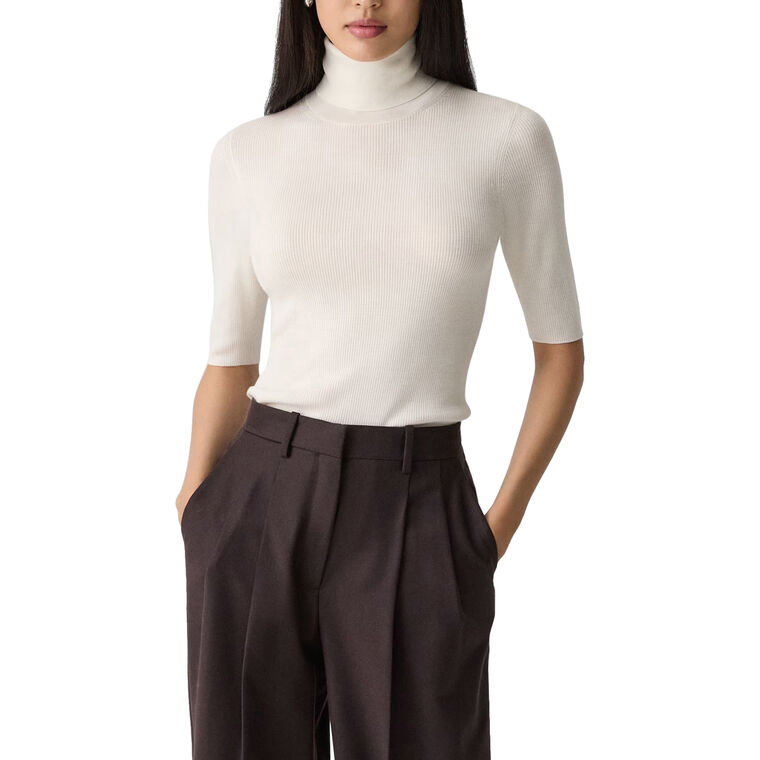 Leenda Solid Regal Wool Short Sleeve Turtleneck image number null