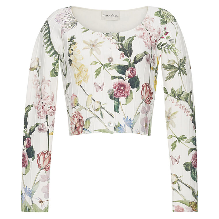 Rose Long Sleeve Cropped Cardigan image number null