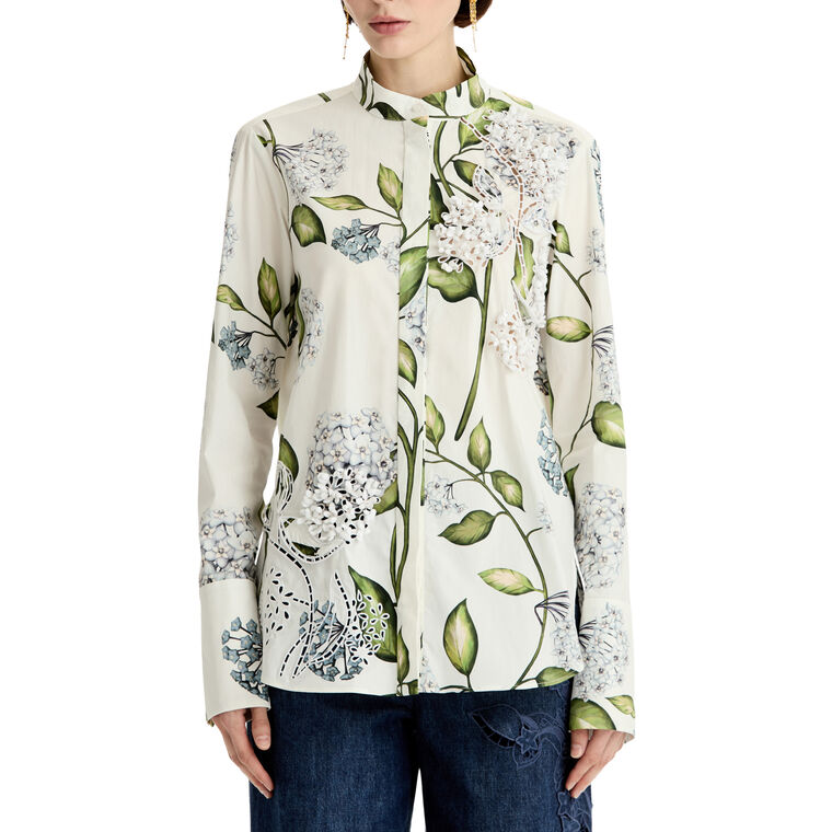 Porcelain Flower Cotton Poplin Blouse image number null