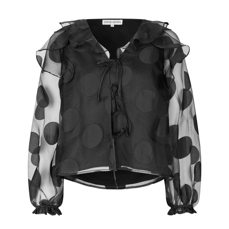 Multi Ruffle Long Sleeve Organza Raglan Top image number null