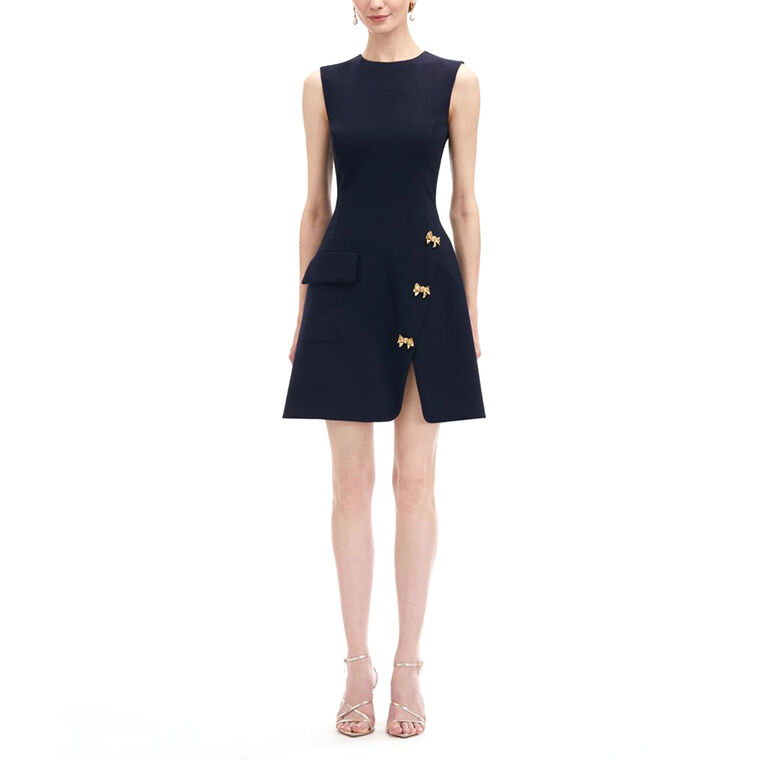 Bow Button Split Skirt Dress image number null