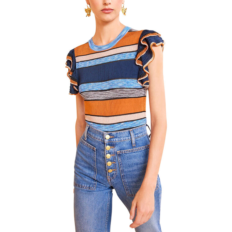 Cecile Striped Sleeveless Knit Top image number null