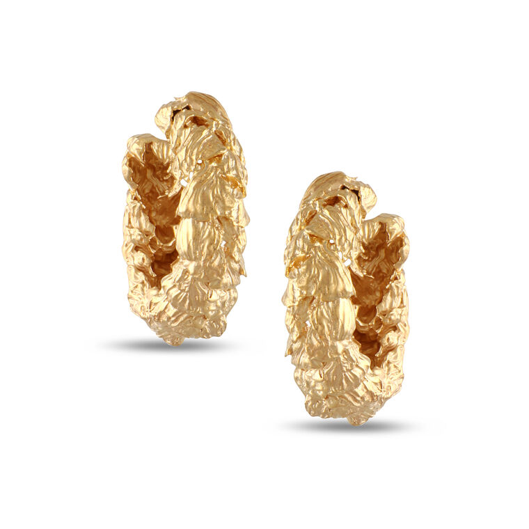 Multi Petals Textured Hoop Earrings image number null
