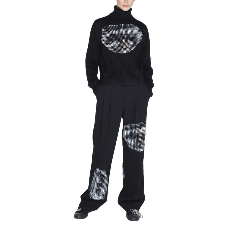 Five Senses Crystal Cropped Turtleneck Sweater image number null