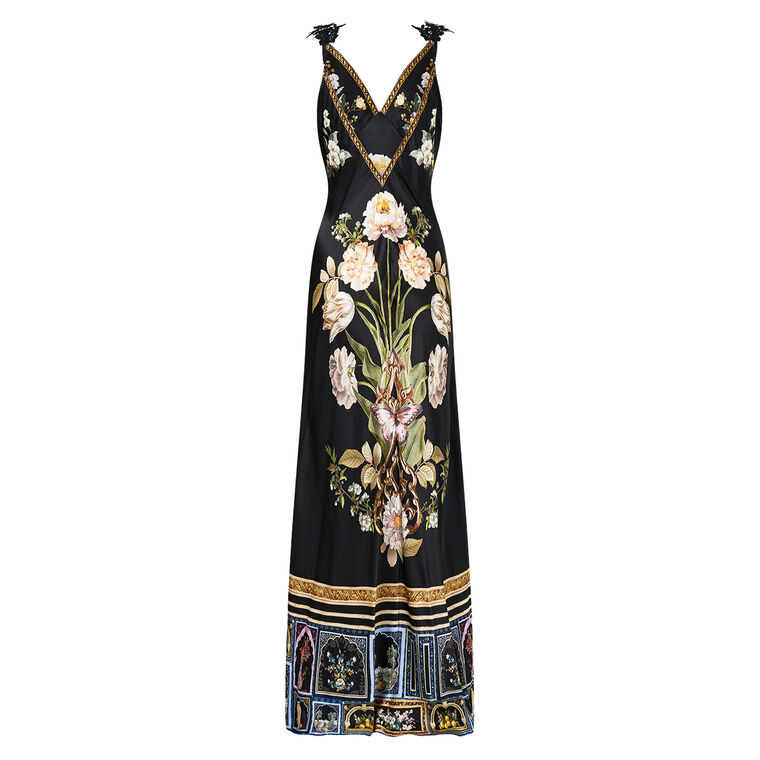 V-Neck Full Length Bias Slip Dress image number null