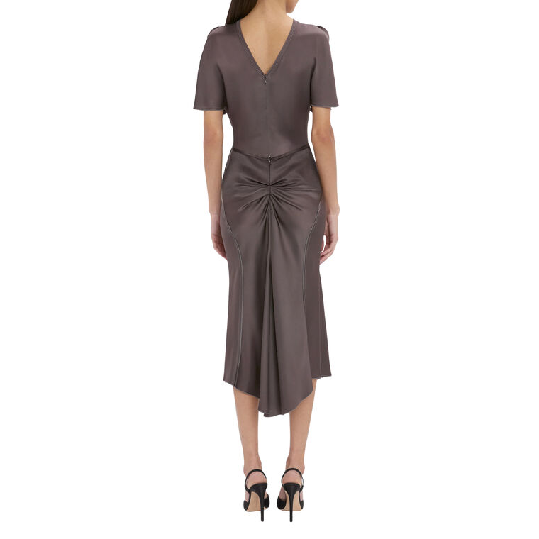 Bela Ruched Satin Midi Skirt image number null