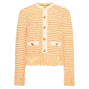 Textured Fringe Trim Cardigan