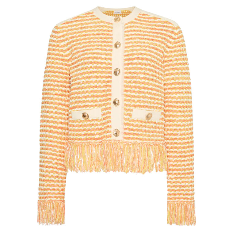 Textured Fringe Trim Cardigan image number null