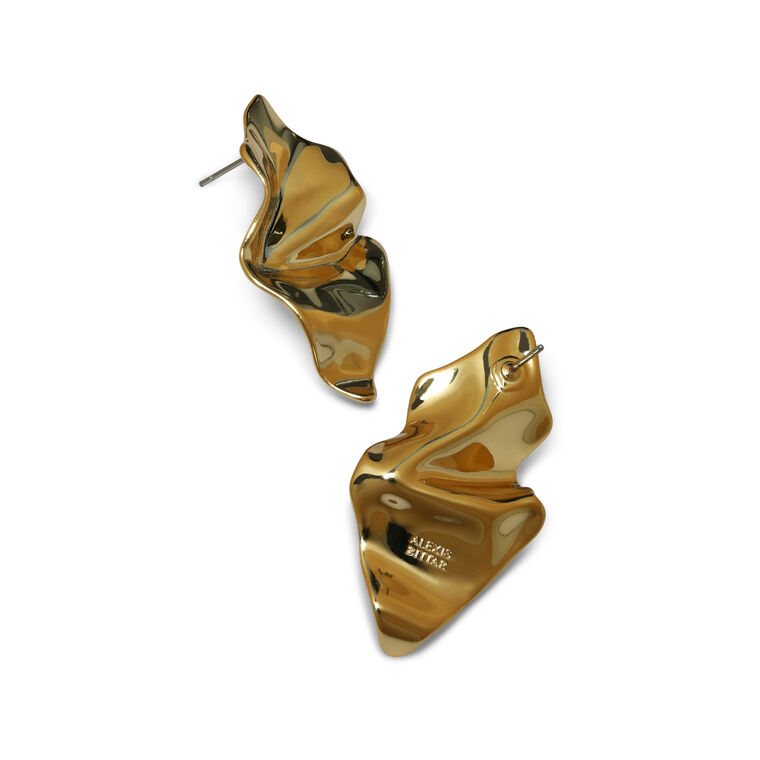 Crumpled Gold Small Post Earrings image number null
