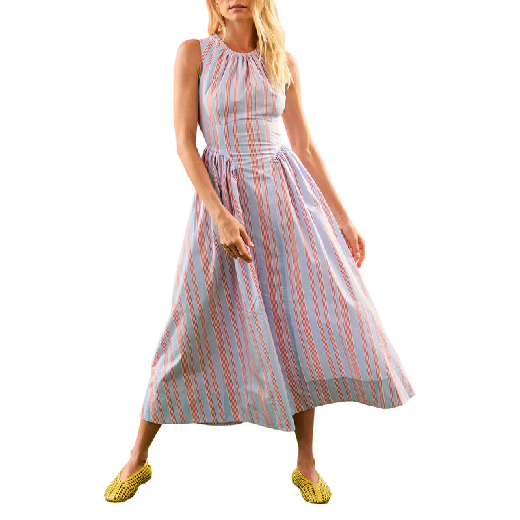 Nantucket Sleeveless Striped Fit-And-Flare Midi Dress image number null