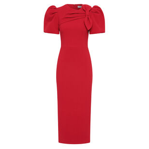 Violetta Puff Sleeve Belted Midi Dress