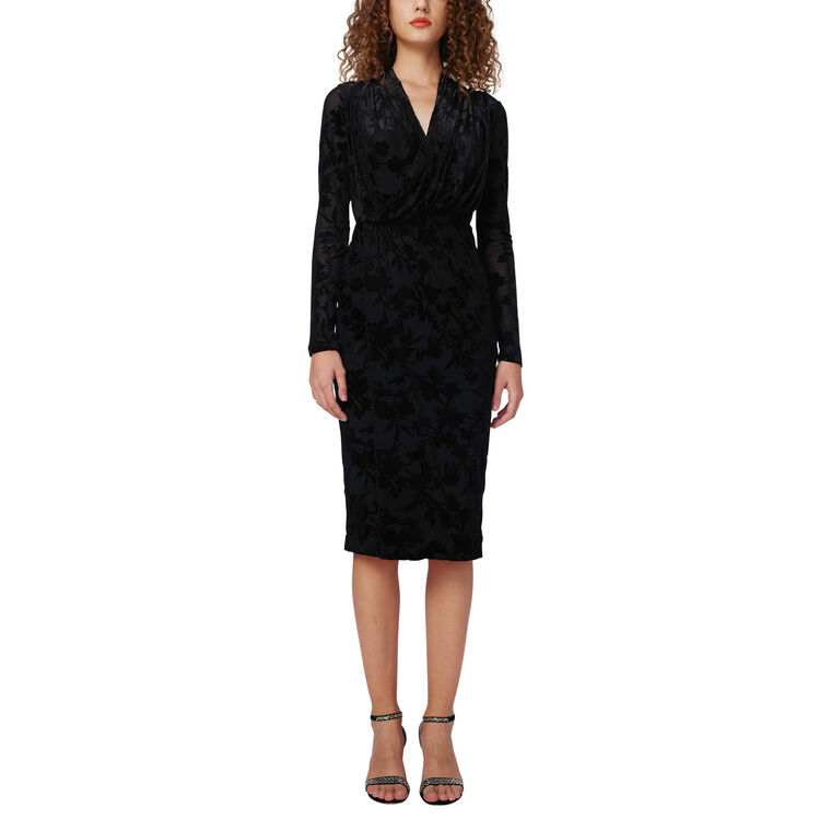 Tamra Flocked Bodycon Midi Dress image number null