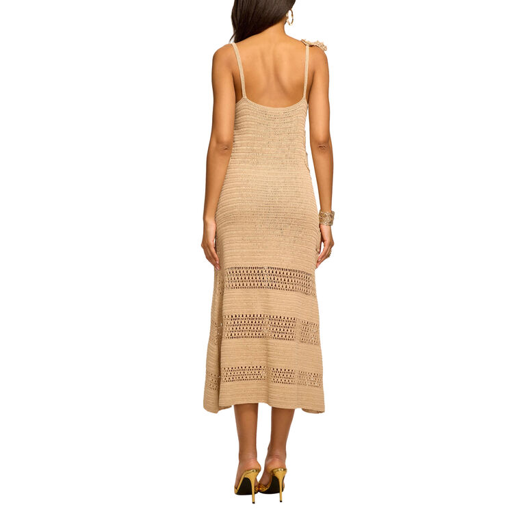 Camille Sleeveless Crochet Knit Midi Dress image number null