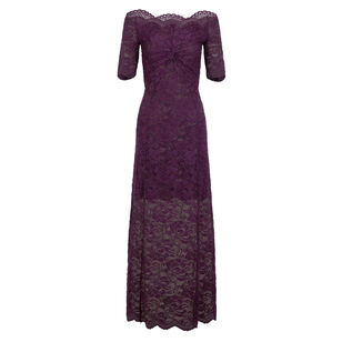 Short Sleeve Off-The-Shoulder Layered Lace Maxi Dress