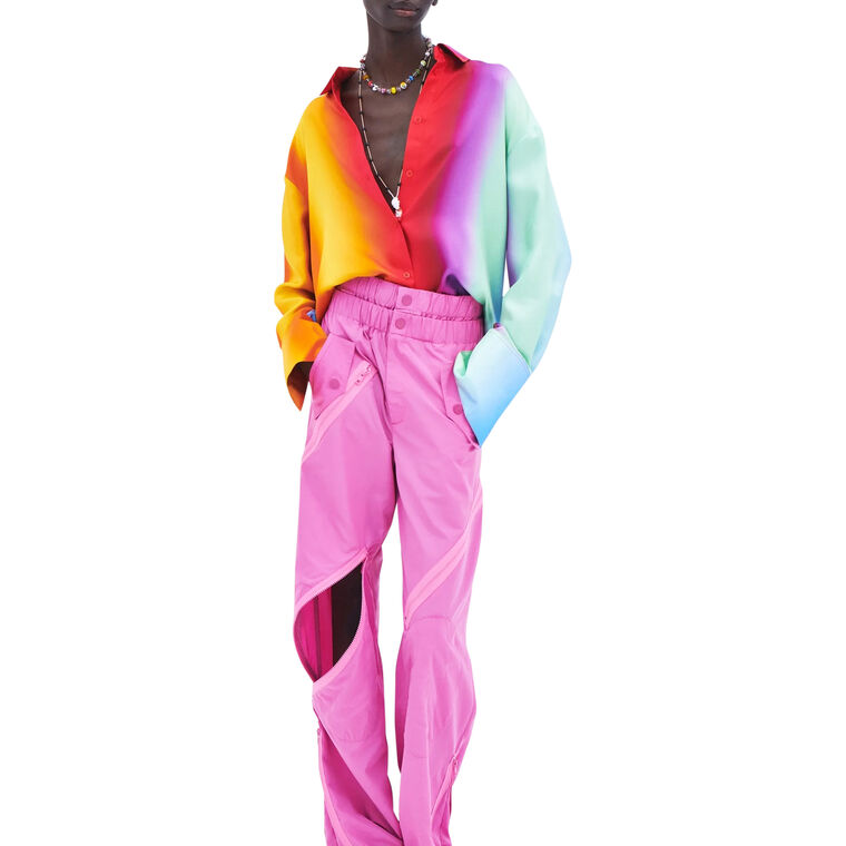 Rainbow Blur Cowl Back Silk Blouse image number null