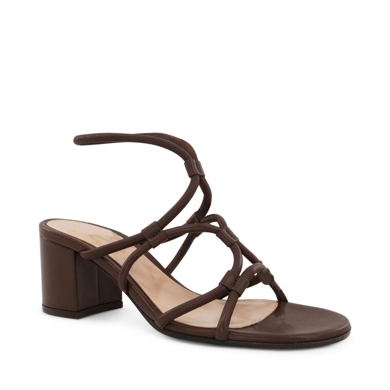 Strappy Leather Block Heel Sandals image number null