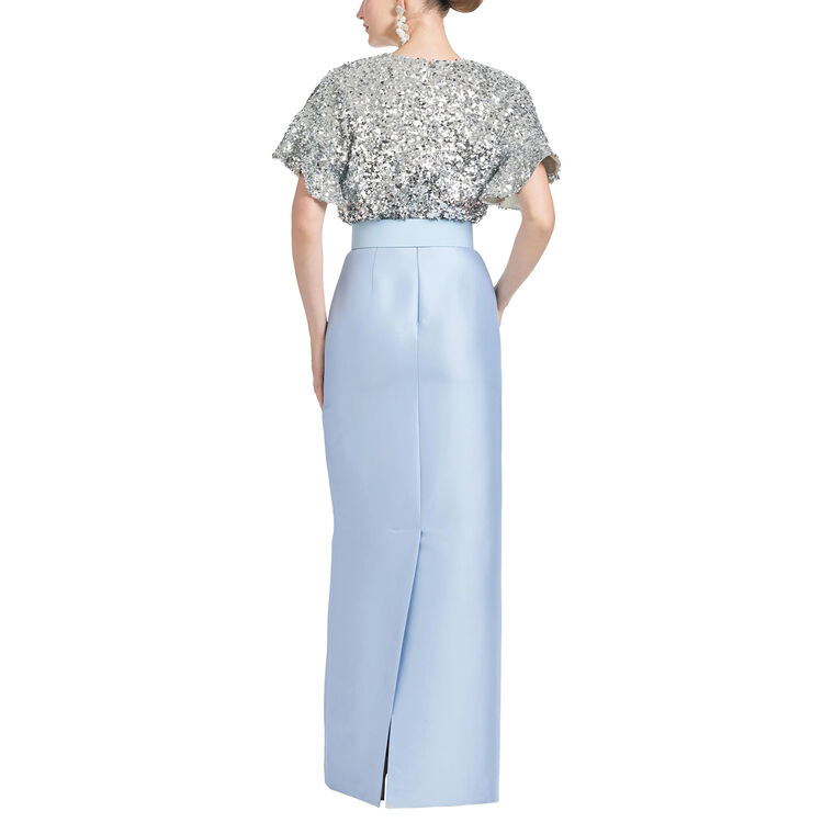 Marlene Sequined Top Column Gown With Belt image number null