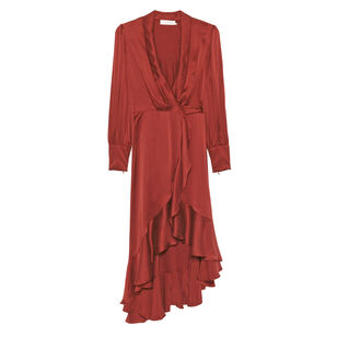 Silk Wrap Midi Dress