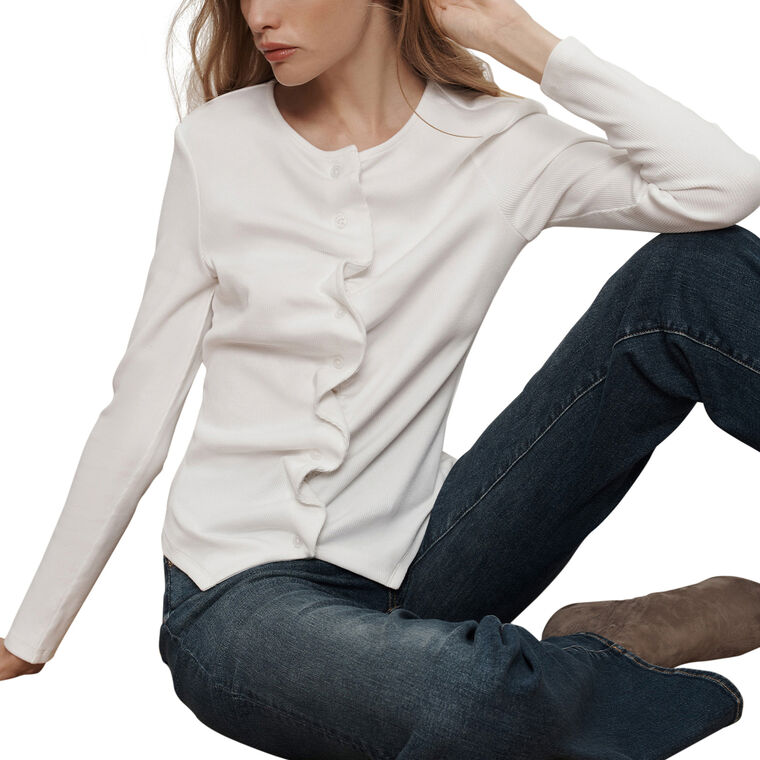 Jasminah Long Sleeve Ruched Button-Front Top image number null