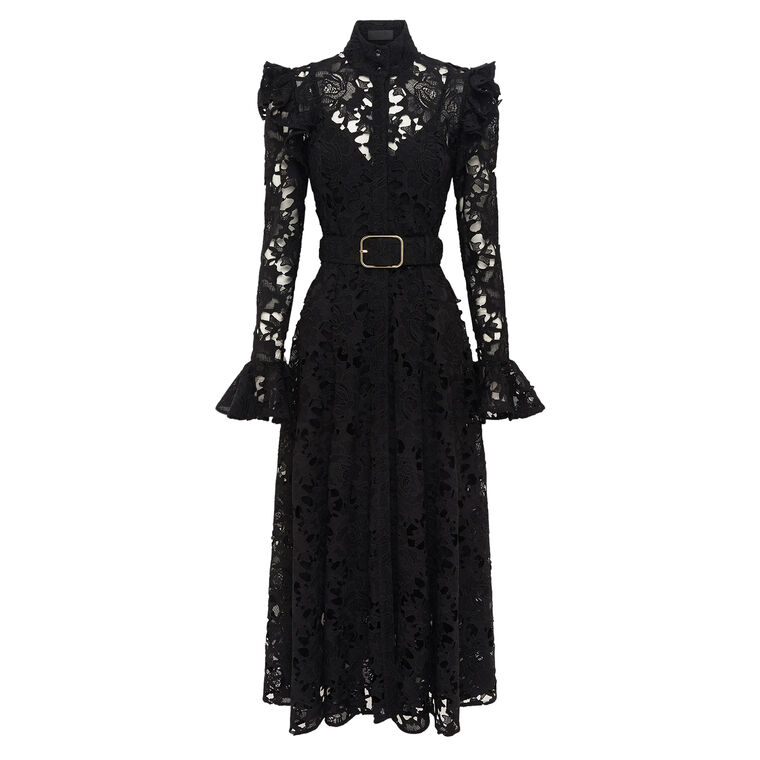 Aliyah Lace Butterfly Sleeve Midi Dress image number null