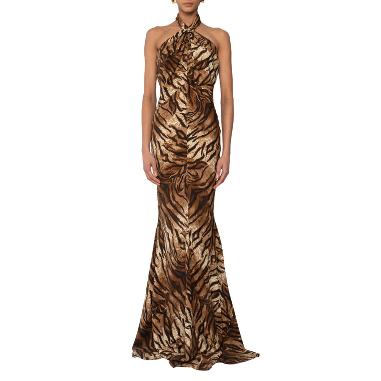 Affina Sleeveless Halterneck Floor-Length Dress image number null