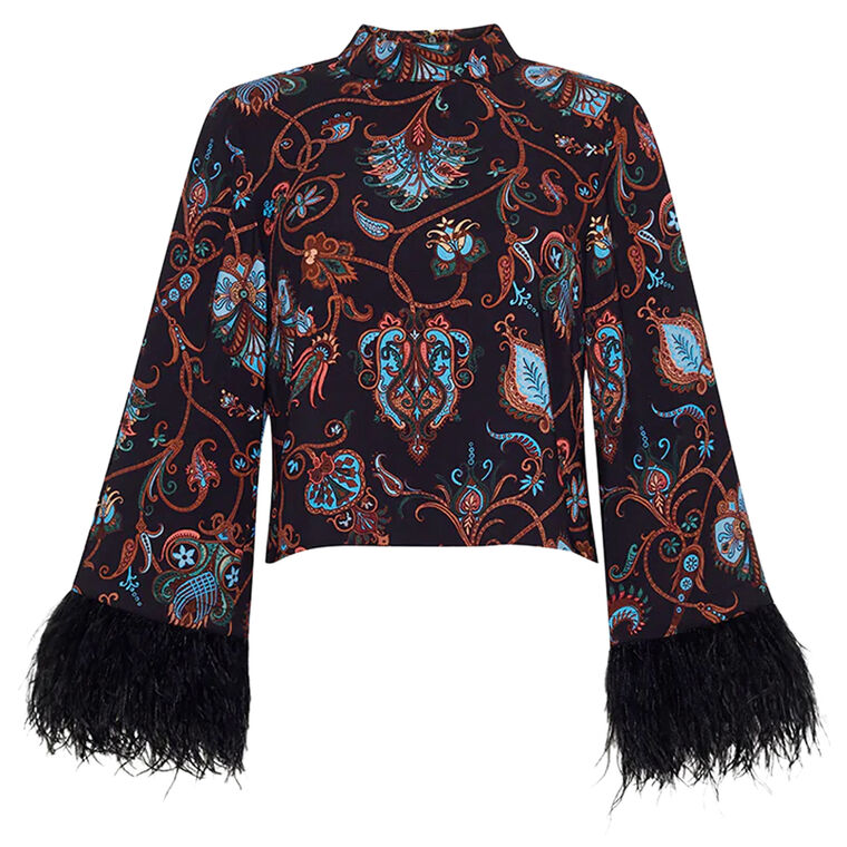 Vida Feather-Trimmed Top image number null