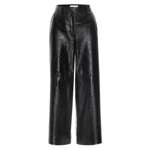 The Teo Metallic Vegan Leather Cropped Wide-Leg Pant