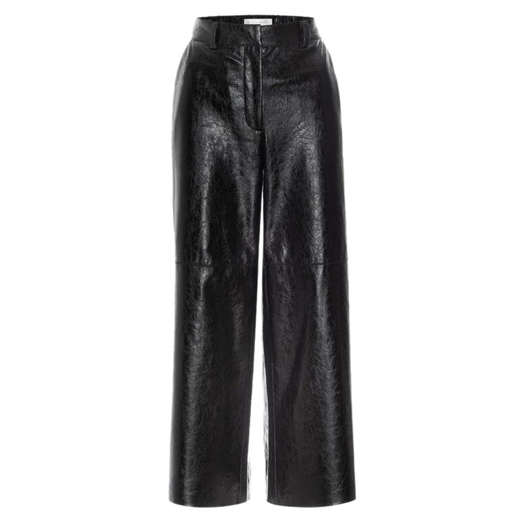 The Teo Metallic Vegan Leather Cropped Wide-Leg Pant image number null