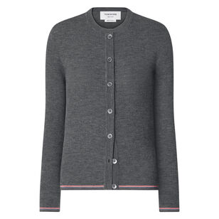 Merino Wool Rib Stitch Crewneck Cardigan