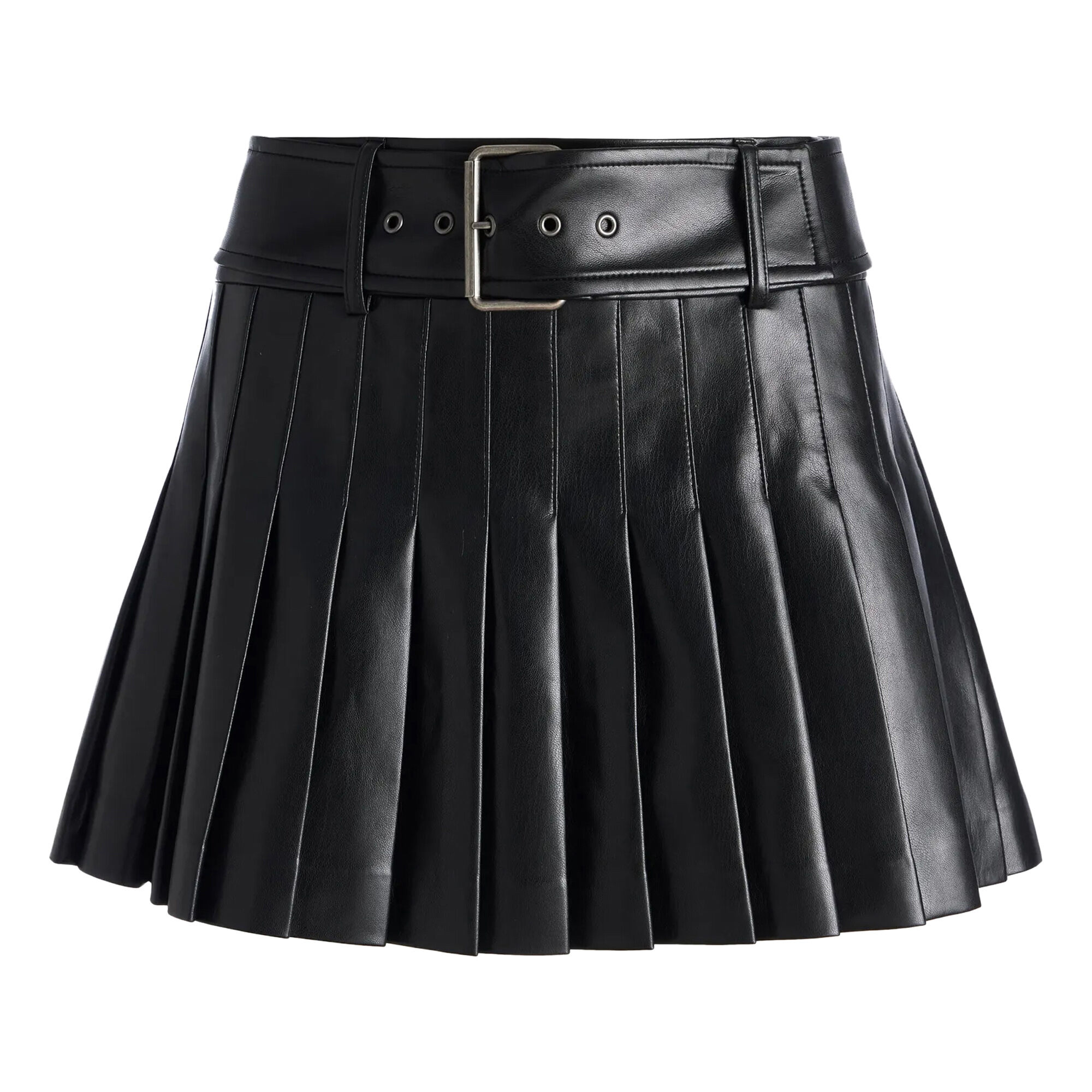 Vegan leather pleated skirt top