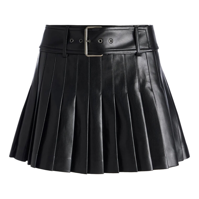 Mera Low Rise Vegan Leather Pleated Skirt image number null