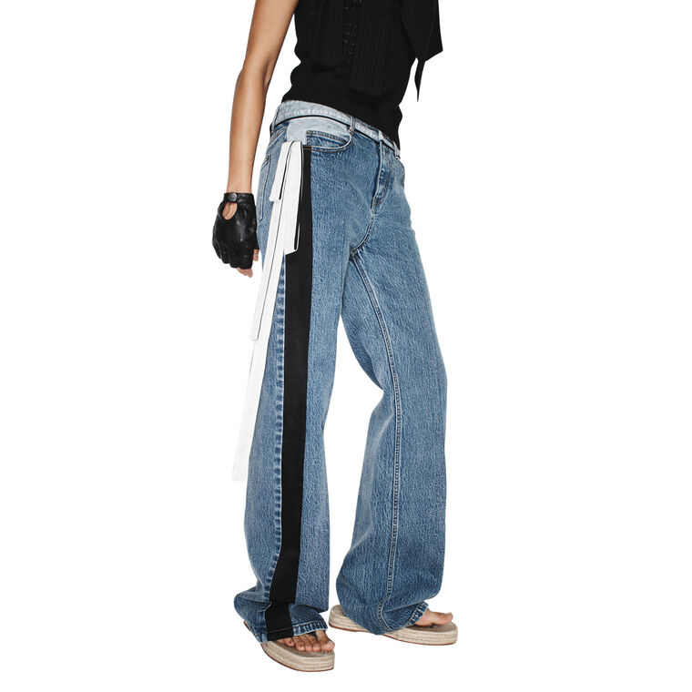 Ben Straight-Leg Satin Ribbon Detail Jeans image number null