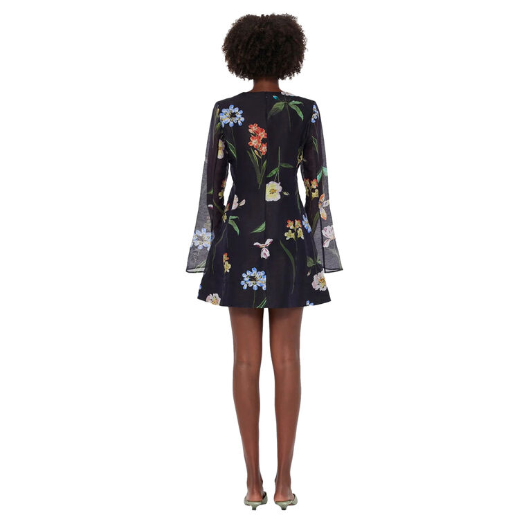 Suzanne Botanical Print Bell Sleeve Mini Dress image number null