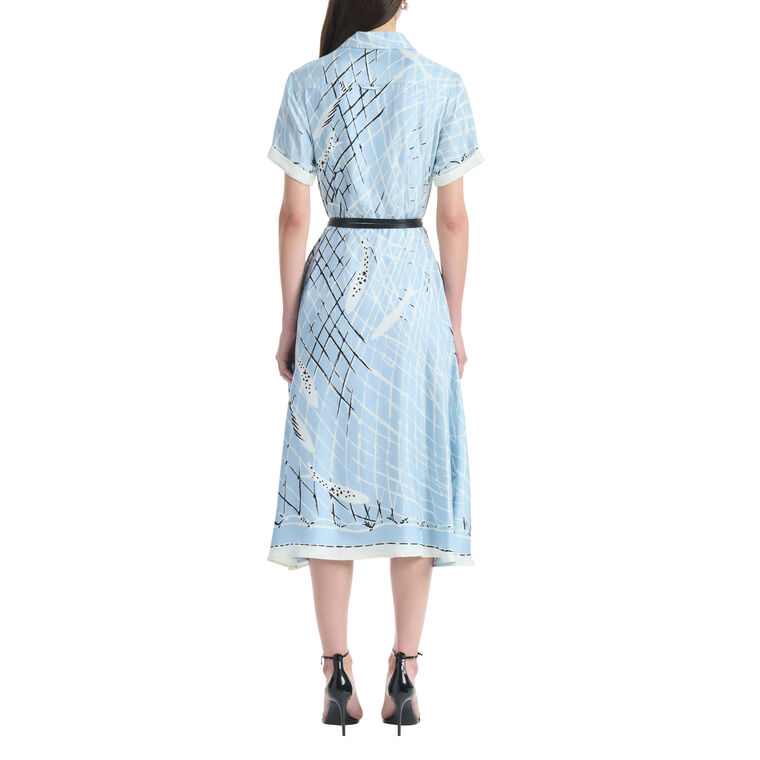 Kiera Short Sleeve Belted A-Line Midi Dress image number null
