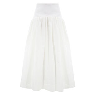 Cotton Poplin Drop Waist Seam Midi Skirt