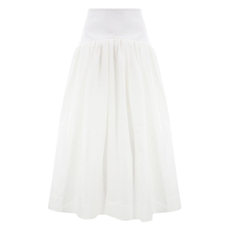 Cotton Poplin Drop Waist Seam Midi Skirt image number null