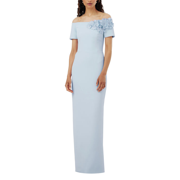 Off-Shoulder Sheath Gown With Floral Embroidery image number null