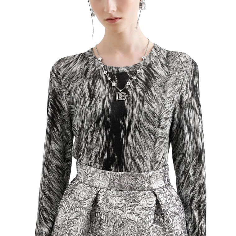 Fur Print Knit Blouse image number null