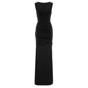 Jersey Sleeveless Shirred Hip Gown