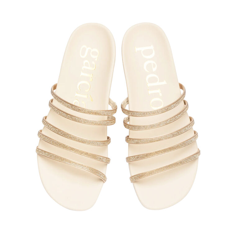 Beatrix Multi Strap Crystal Footbed Satin Slide image number null