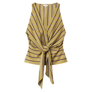 Elle Sleeveless V-Neck Tie-Front Striped Top