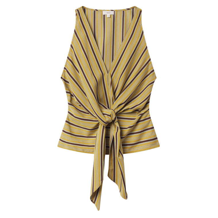 Elle Sleeveless V-Neck Tie-Front Striped Top image number null