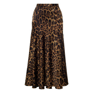 Tess Bias Cut Midi Skirt In Printed Silk Charmeuse