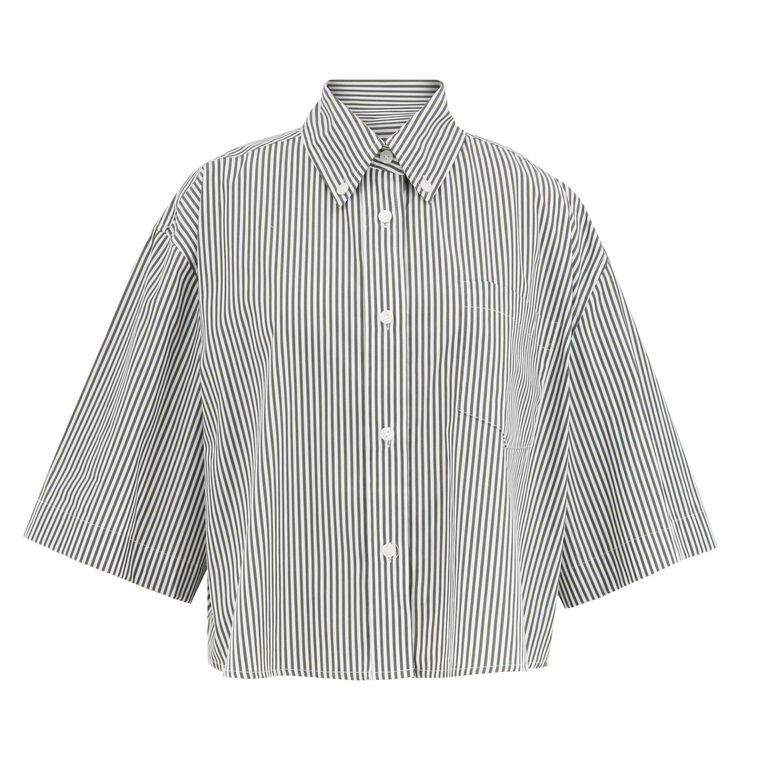 Ember Short Sleeve Cropped Button Front Shirt image number null
