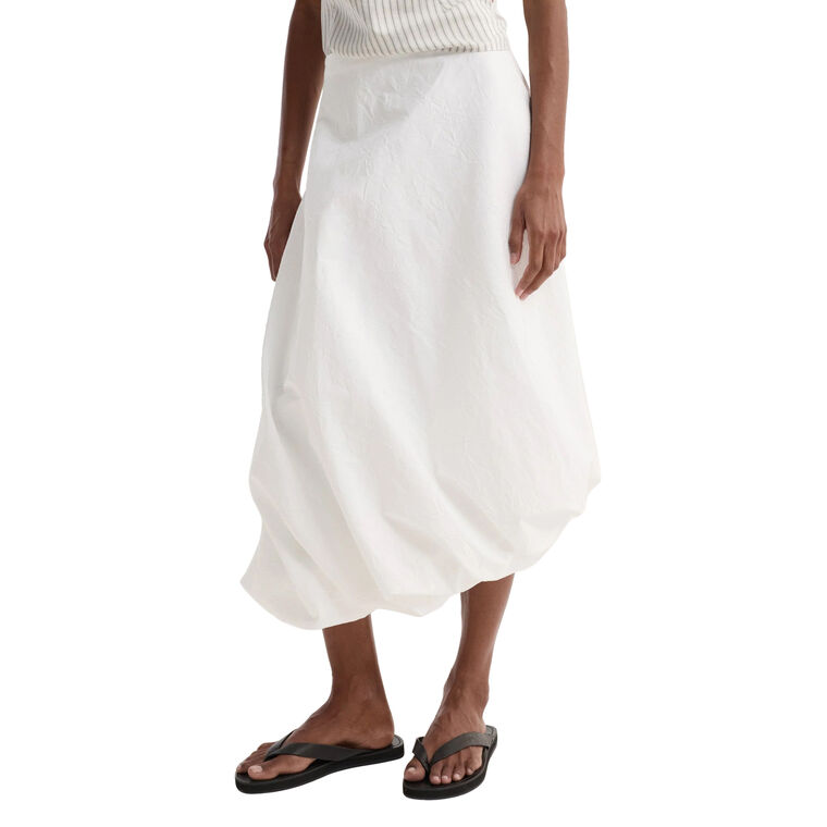 Twisted Crushed Cotton Midi Skirt image number null