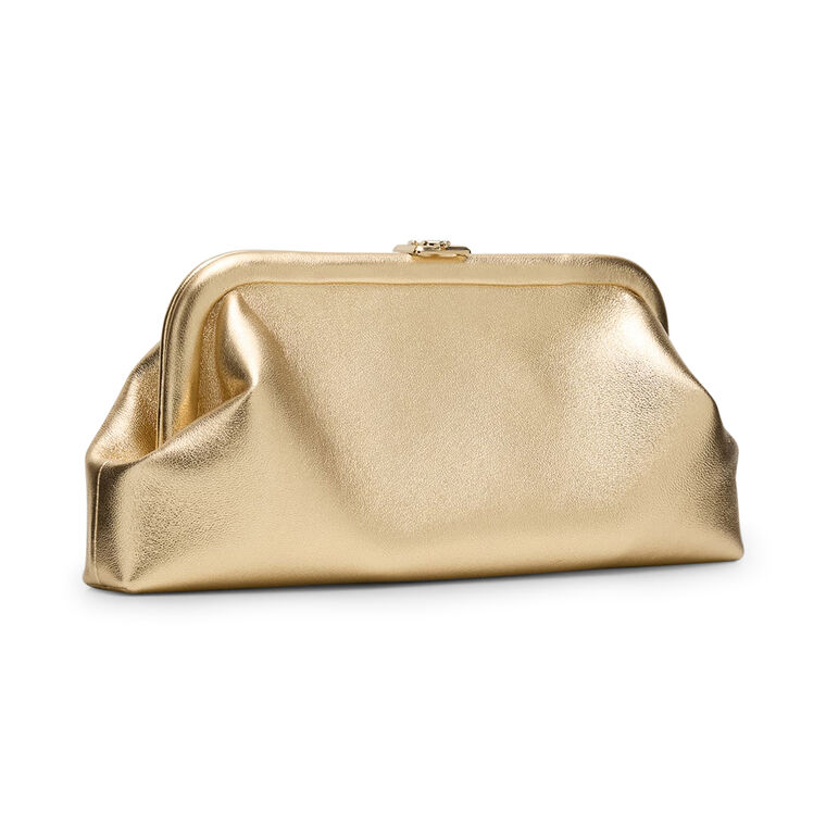 Skylar Frame Metallic Nappa Leather Clutch image number null